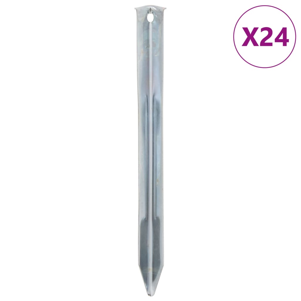 VidaXL Heringe, 24 Stück, ø20 mm, 22 cm, verzinkter Stahl
