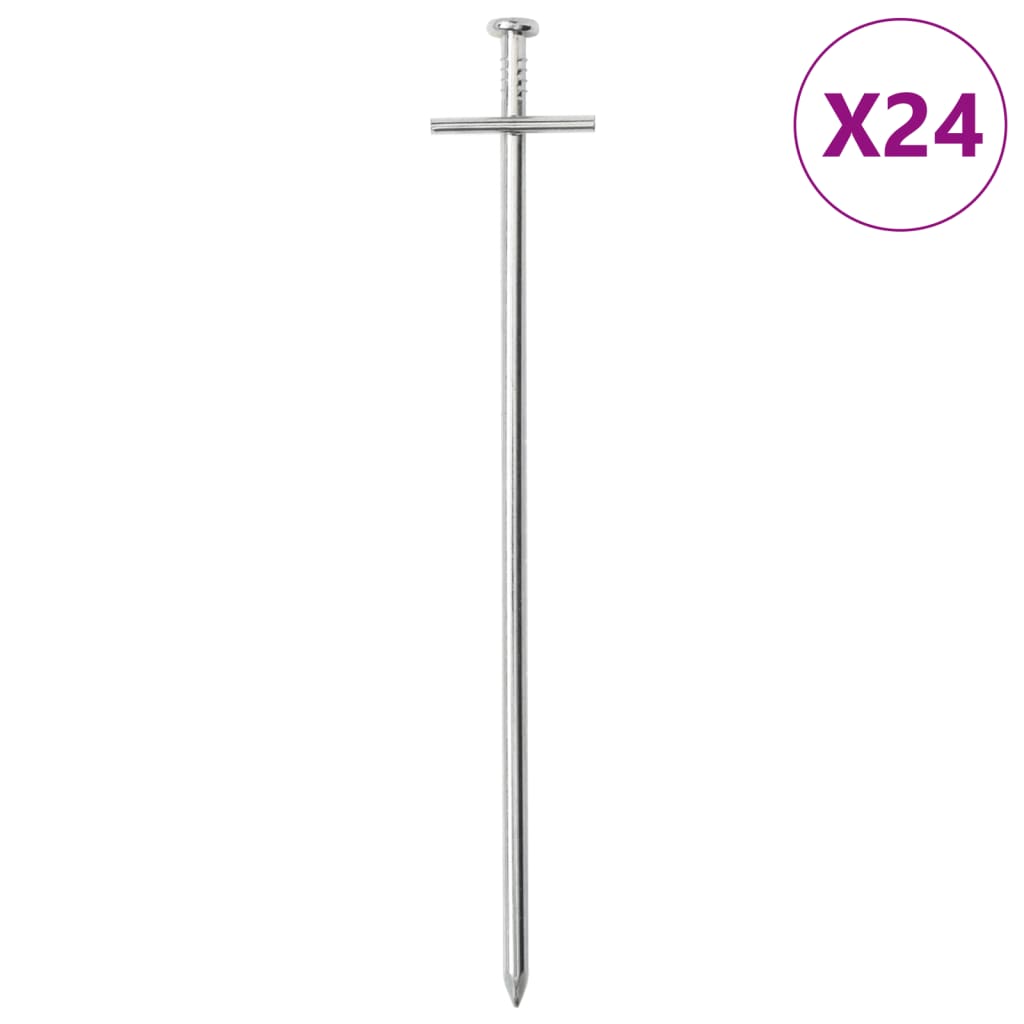 VidaXL Heringe, 24 Stück, ø6 mm, 23 cm, verzinkter Stahl