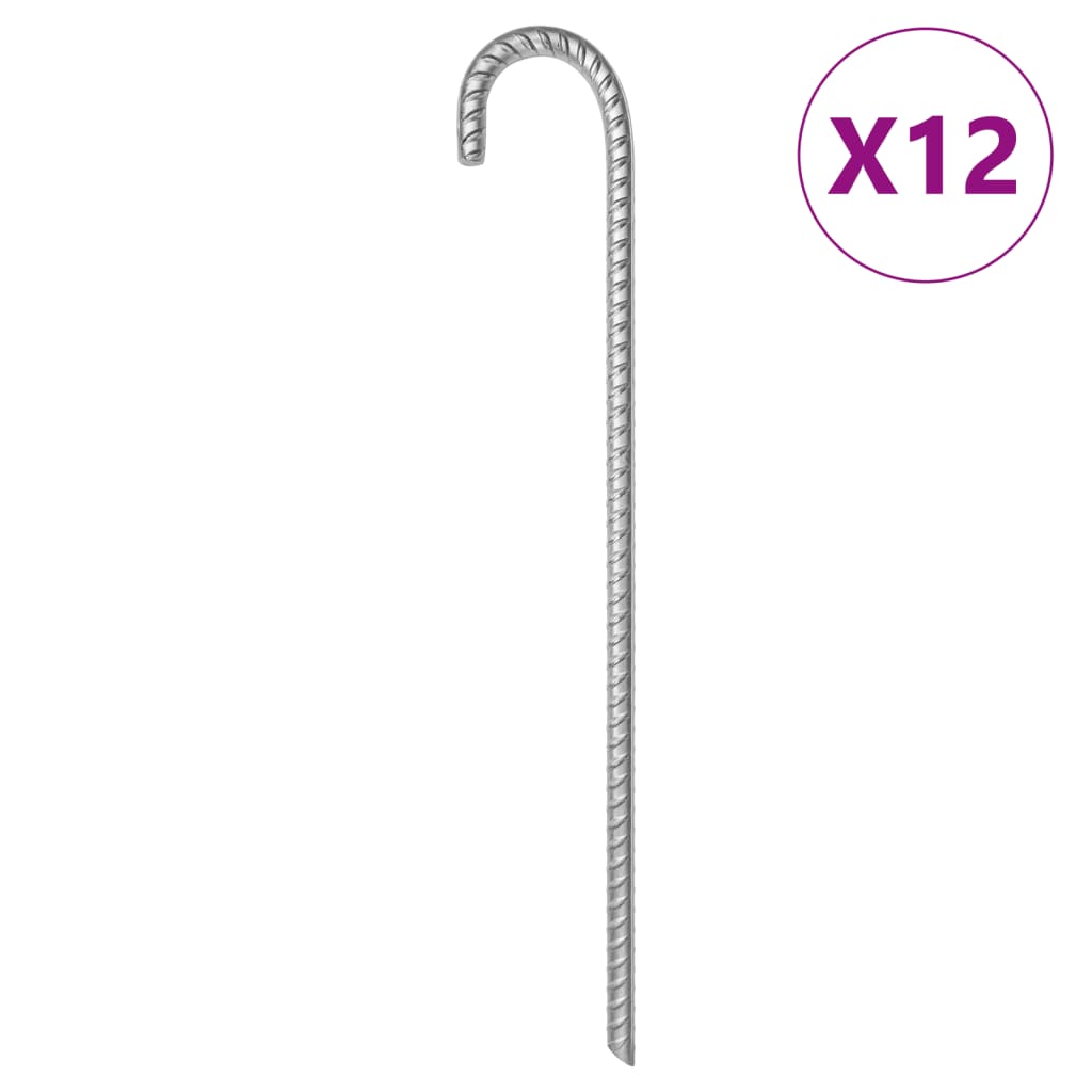 Vidaxl -Zeltstifte 12 Stück Ø12 mm 41,5 cm verzinkter Stahl