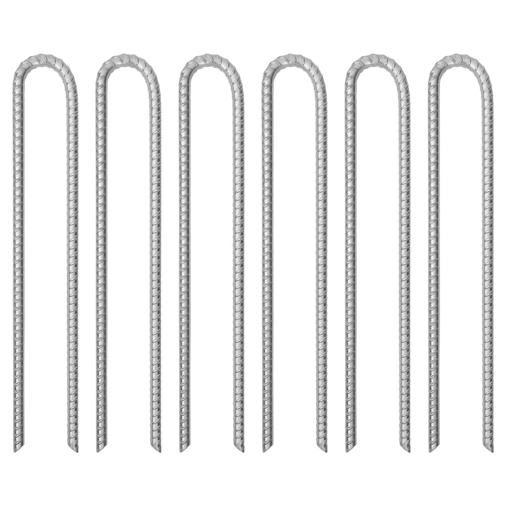 VidaXL Zeltnägel, 6 Stück, U-förmig, ø12 mm, 41,5 cm, verzinkter Stahl