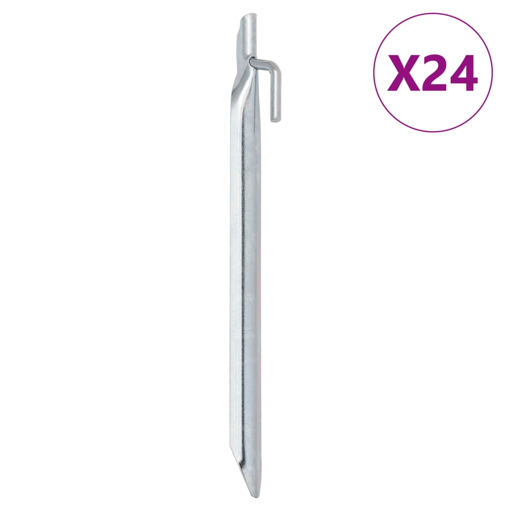 VidaXL Zeltnägel, 24 Stück, V-förmig, ø20 mm, 24 cm, verzinkter Stahl