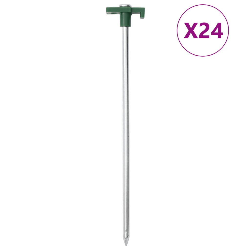 VidaXL Zeltnägel, 24 Stück, 7 mm, 25 cm, verzinkter Stahl, Polypropylen