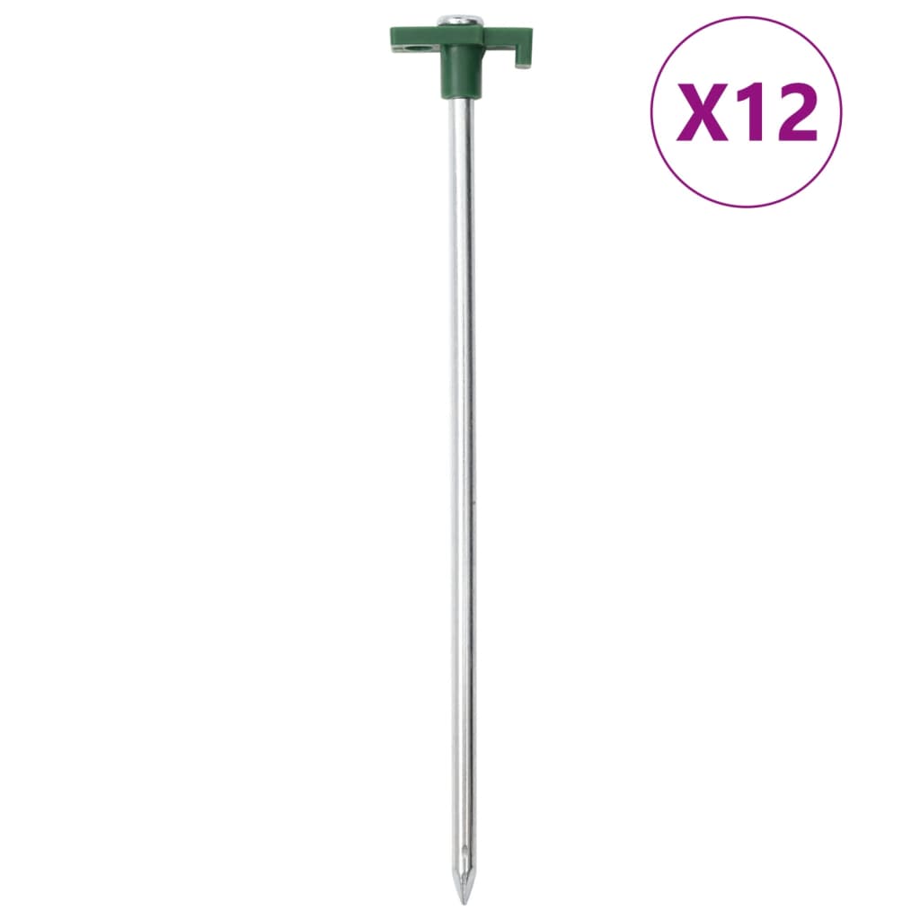 VidaXL Zeltnägel, 12 Stück, 7 mm, 25 cm, verzinkter Stahl, Polypropylen