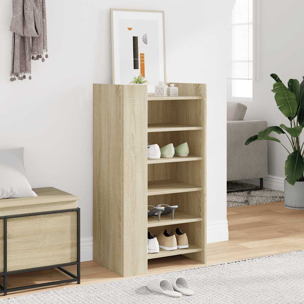 VIDAXL -Schuhschrank 52x37,5x100 cm propertytiertes Holz Sonoma Eiche gefärbt