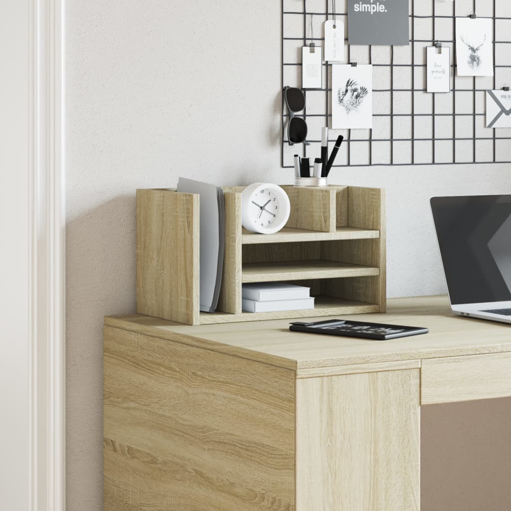 VidaXL Schreibtisch-Organizer 44,5 x 24 x 25 cm, verarbeitetes Holz Sonoma Eichefarbe