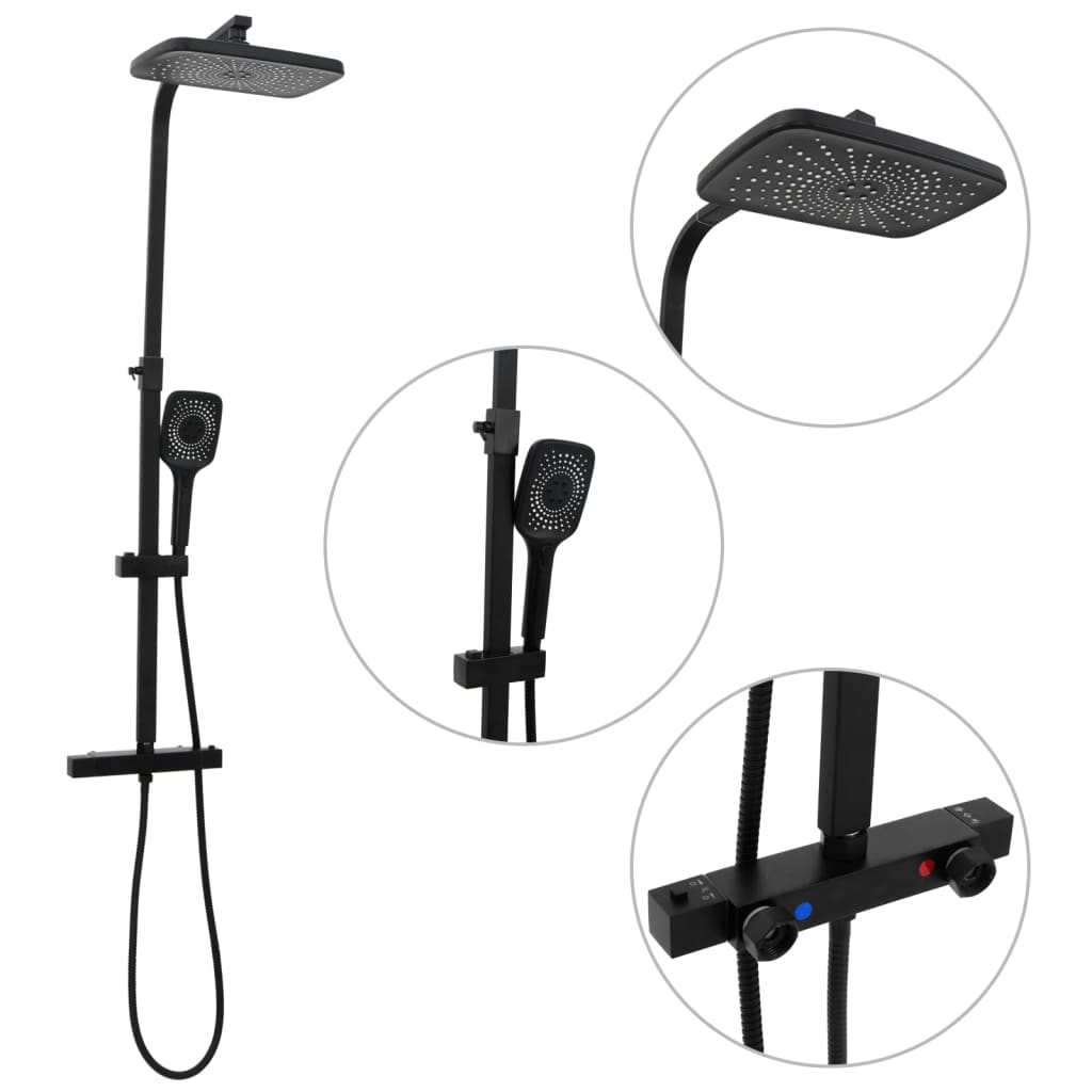 VidaXL Doppel-Duschkopf-Set mit Mischbatterie und Schlauch, Messing, Schwarz