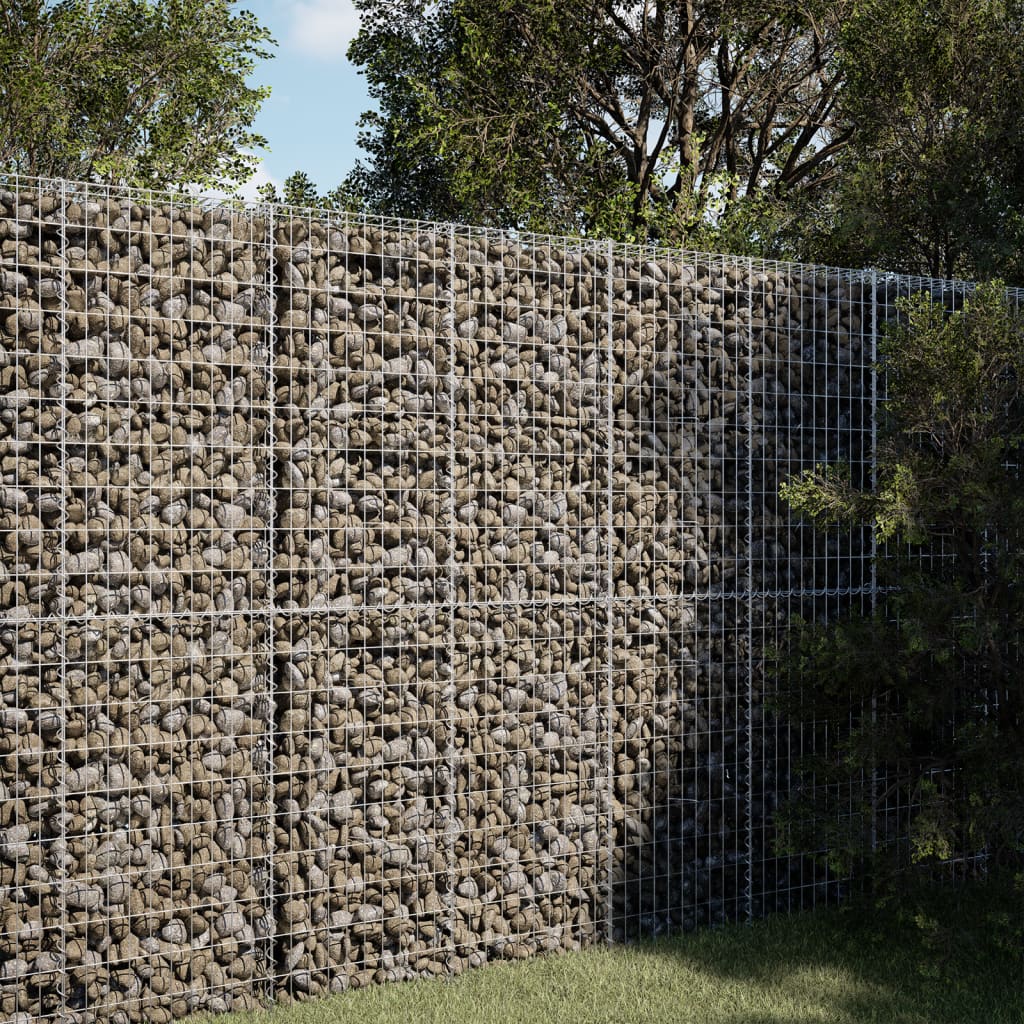 Vidaxx Gabione 100x50x200 cm galvanisiert Eisensilberfarben