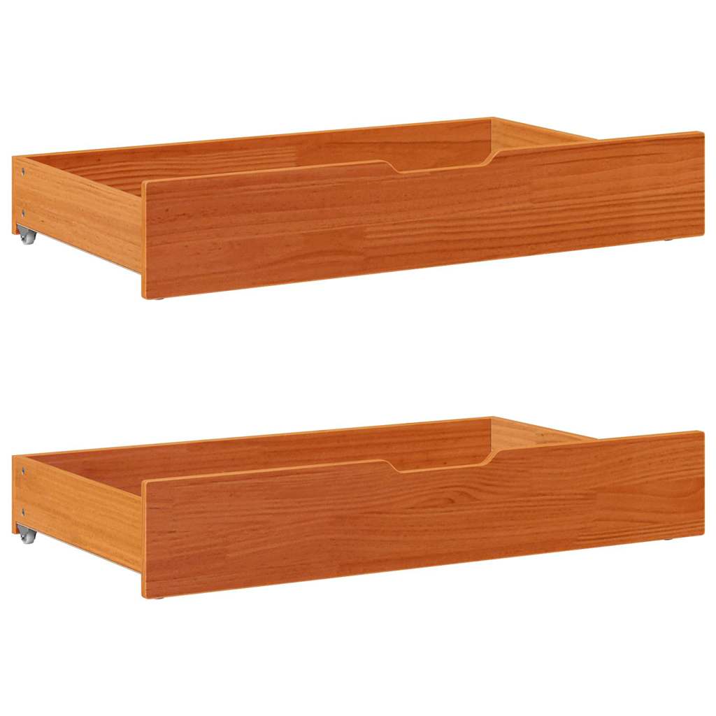 VIDAXL -Bettlades 2 Stück 90x55x16 Festkiefer Wäsche braun