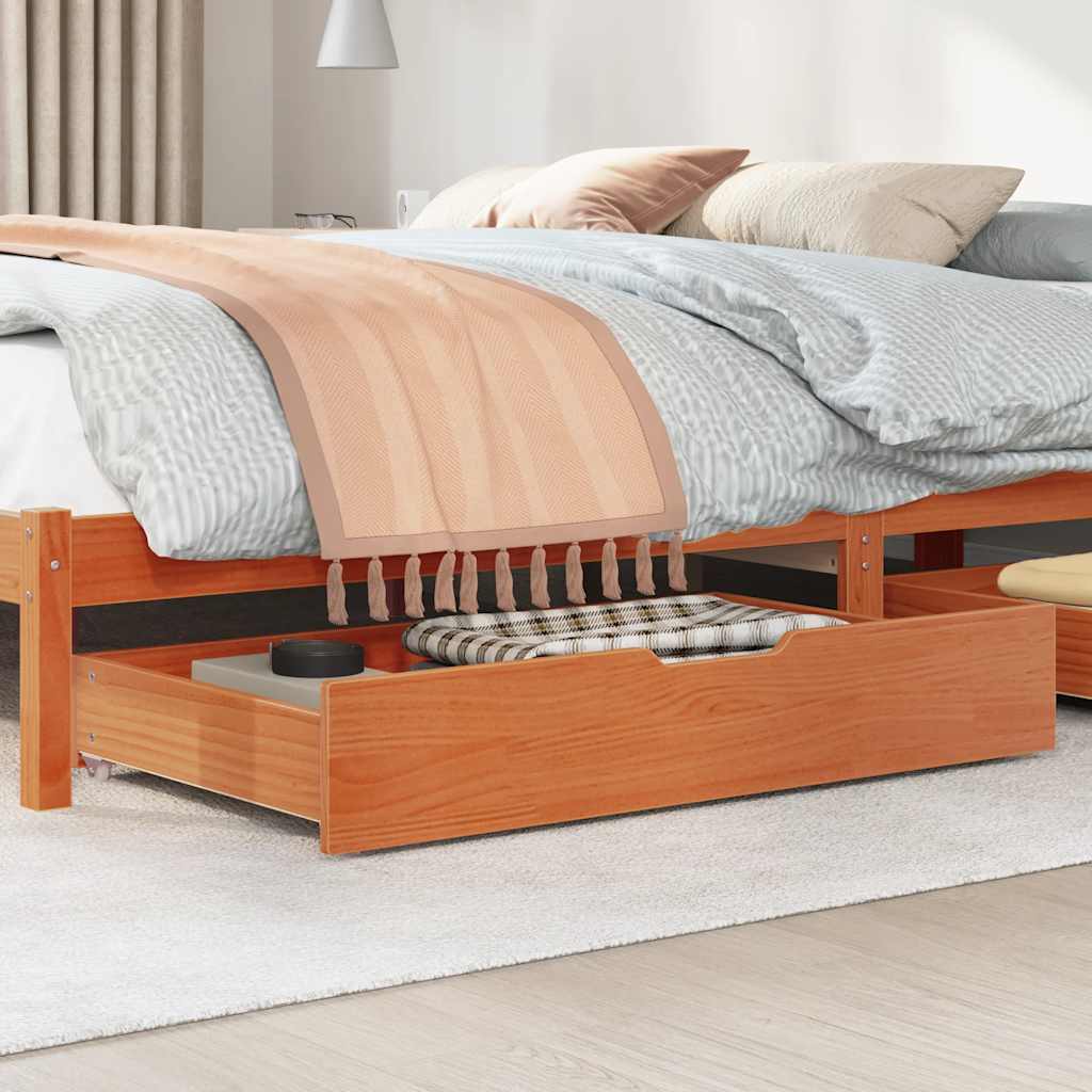 VIDAXL -Bettlades 2 Stück 90x55x16 Festkiefer Wäsche braun