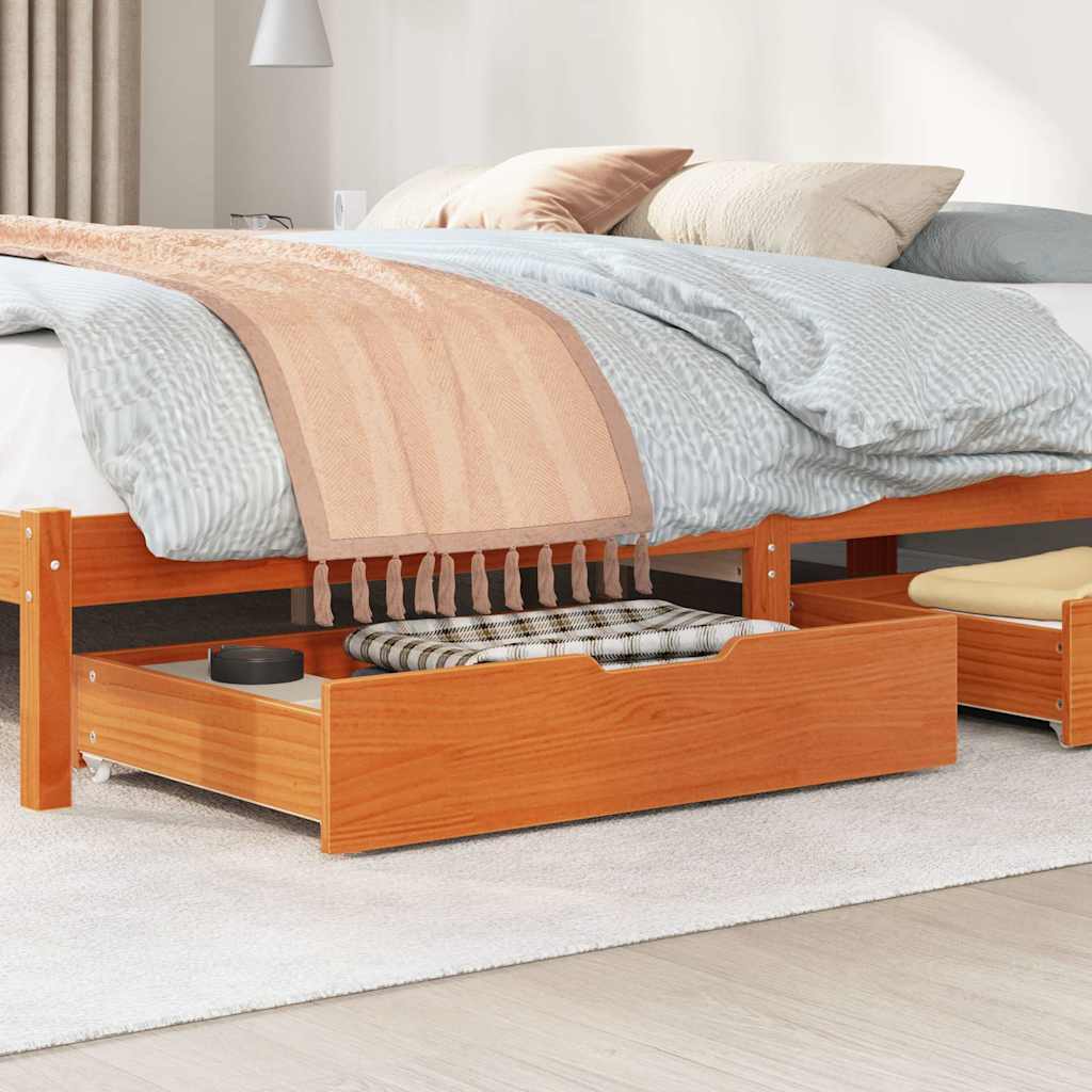 Vidaxxl -Bettlades 2 ST 85x55x16 Festkiefer Wäsche braun