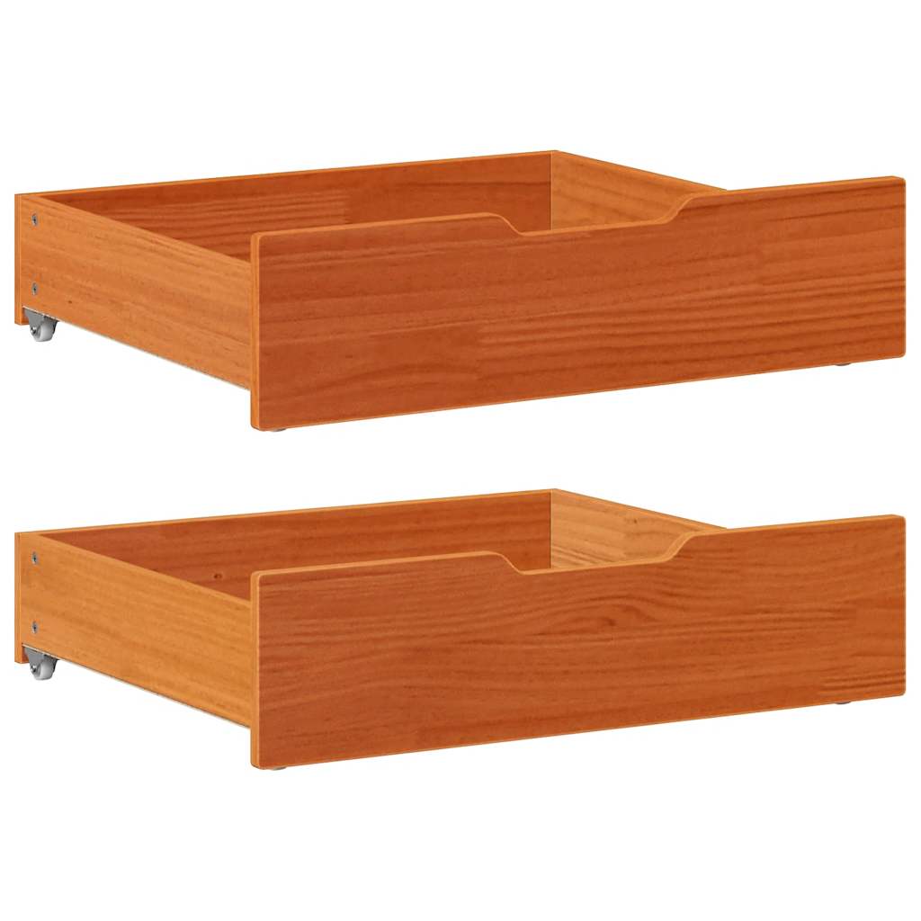 Vidaxl bedlades 2 st 75x55x17 massief grenenhout wasbruin