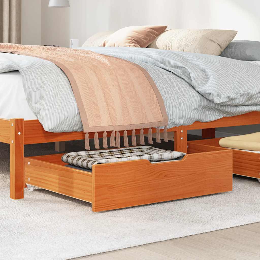VIDAXL -Bettlades 2 Stück 75x55x16 Festkiefer Wäsche braun