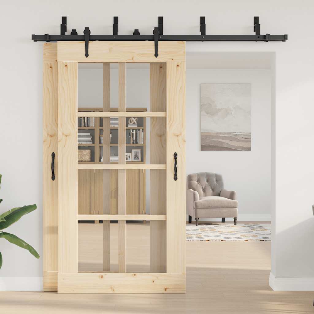 Vidaxl doos met onderdelen voor schuifdeur 213,5 cm staal zwart