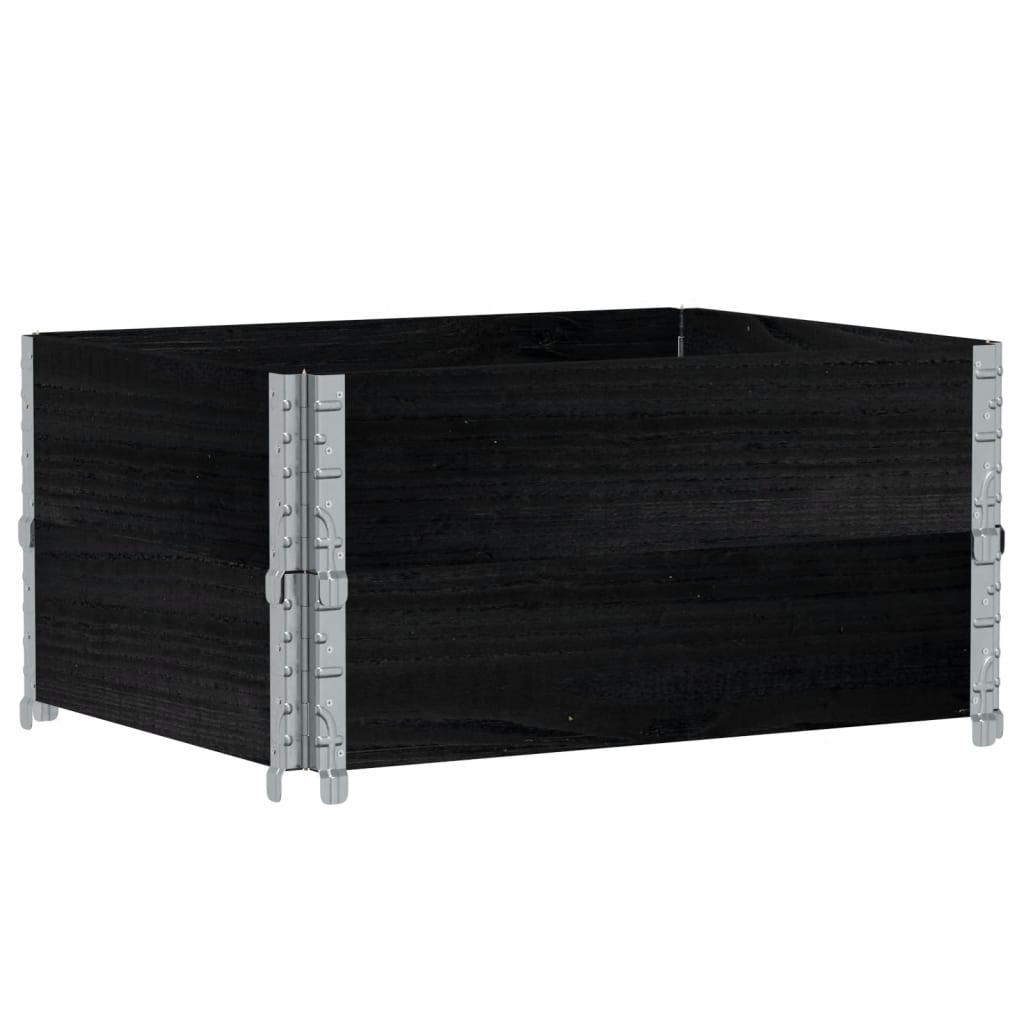 VIDAXL Palettenkanten 2 Stück 80x60 cm Festkiefer schwarz