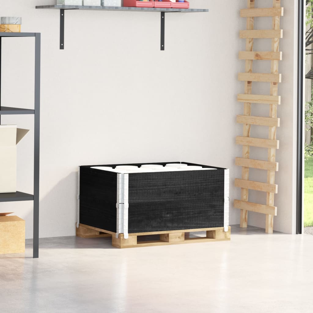 VIDAXL Palettenkanten 2 Stück 80x60 cm Festkiefer schwarz