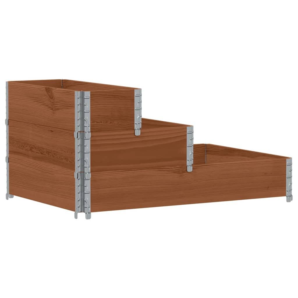 VIDAXL erhöhter Pflanzer 3-Schicht 120 x 80 cm Festkiefernkiefernbraun