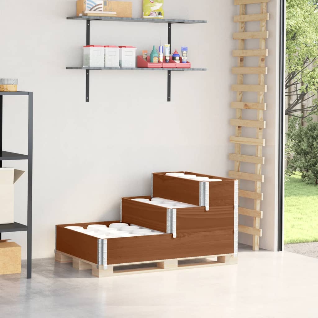 VIDAXL erhöhter Pflanzer 3-Schicht 120 x 80 cm Festkiefernkiefernbraun