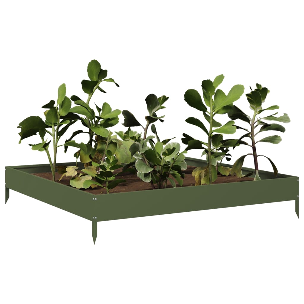 VidaXL Hochbeet 100x100x18,5 cm Stahl Olivgrün