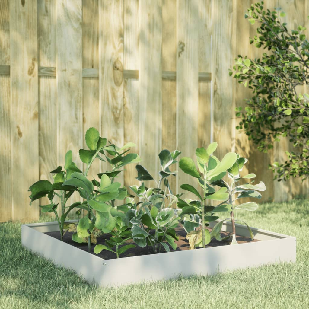 VidaXL Hochbeet 100x100x26 cm Stahl Weiß