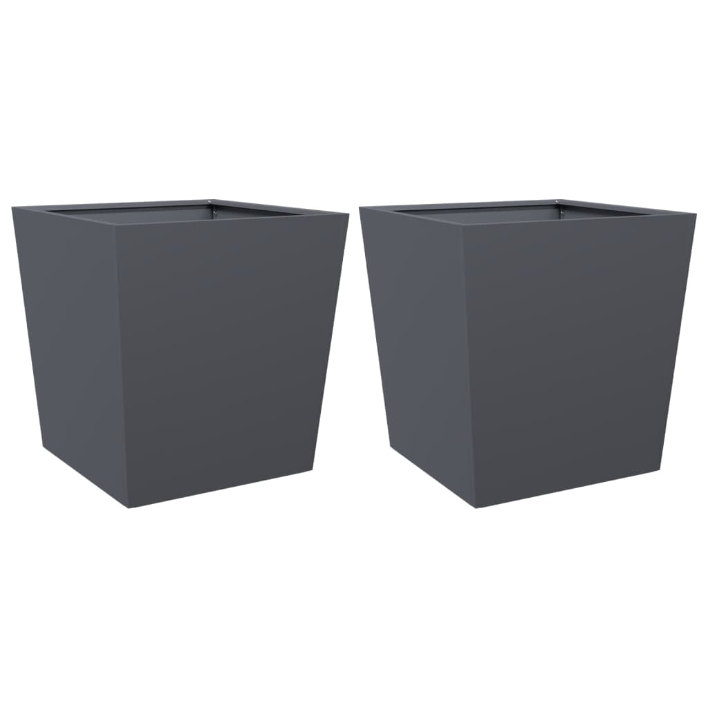 VIDAXL -Pflanzer 2 ST 50x50x50 cm Stahl Anthrazit -lackiert