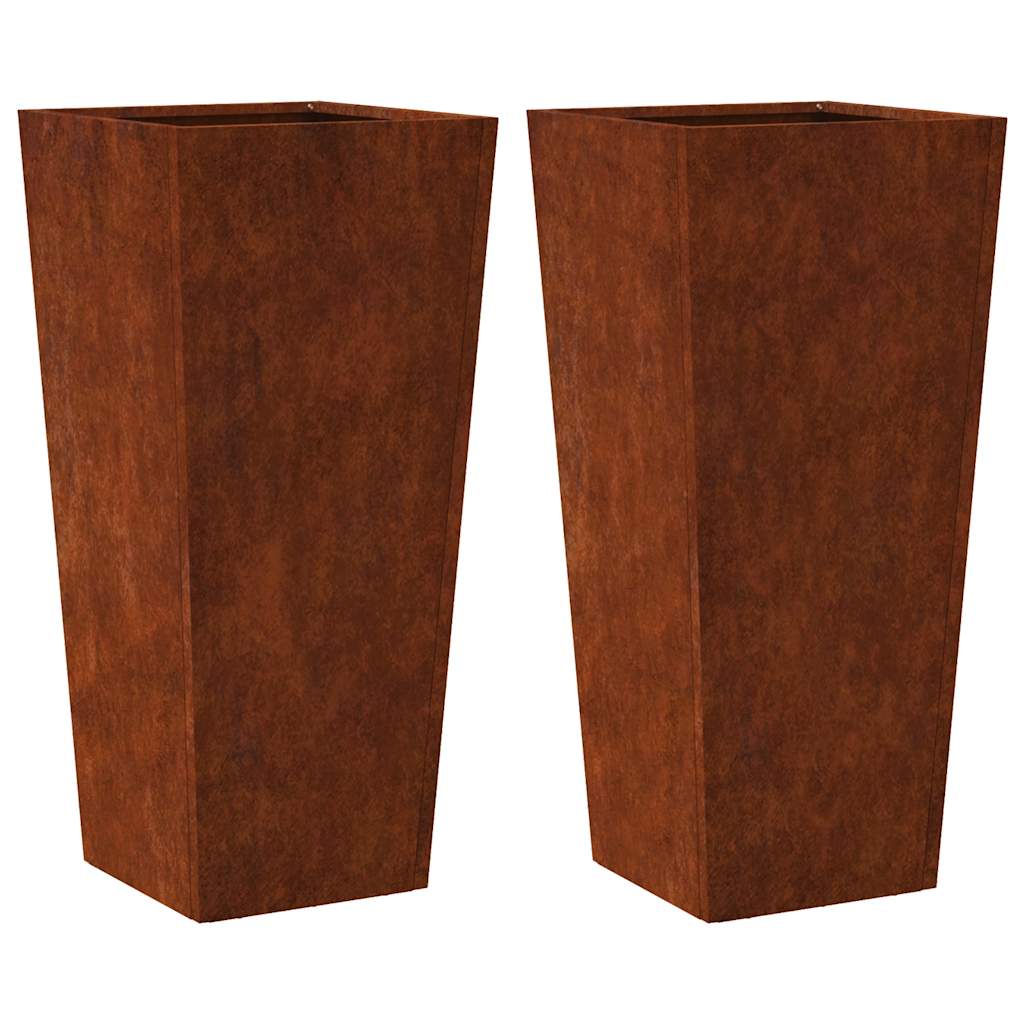 Vidaxl plantenbakken 2 st 35x35x75 cm weervast staal
