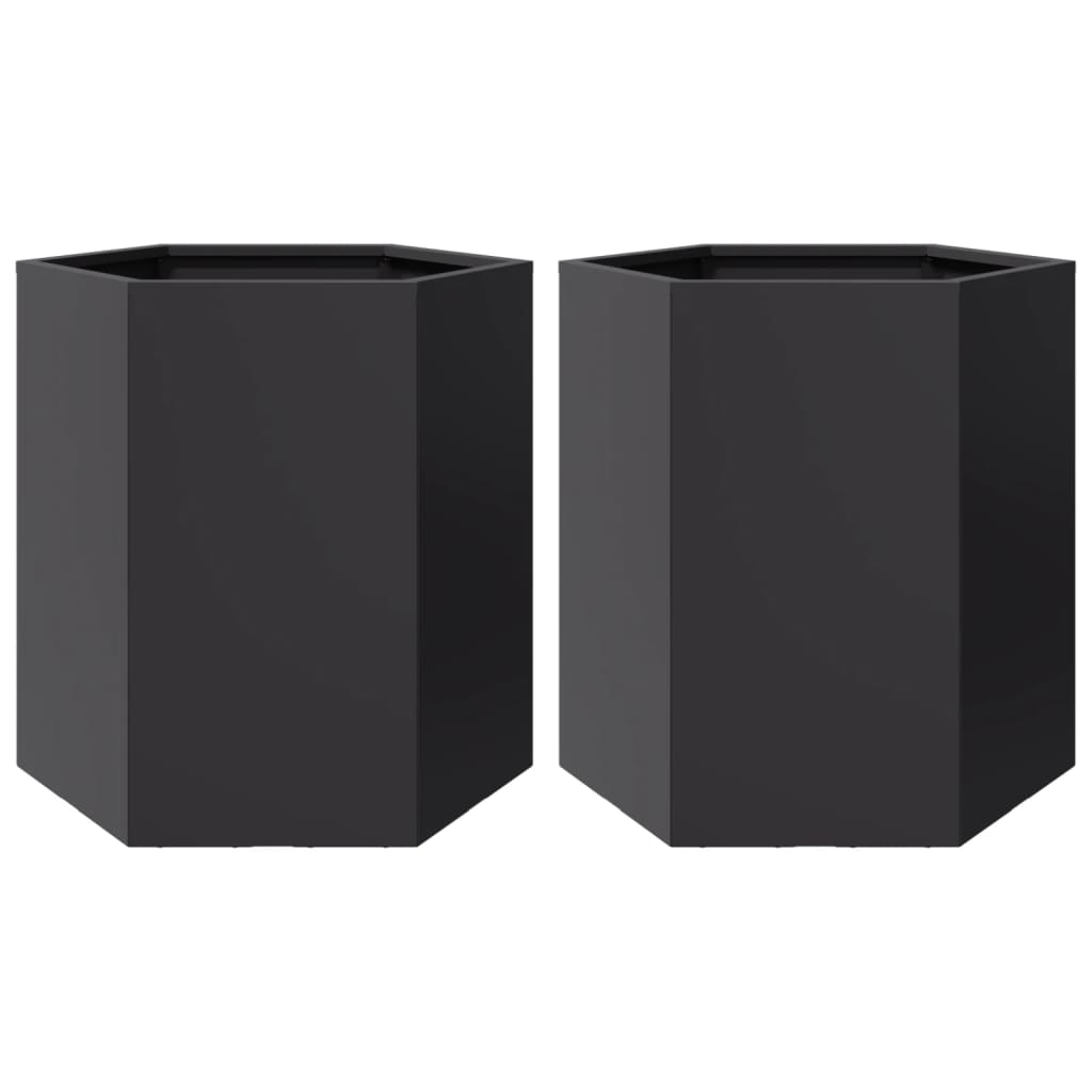 Vidaxx Pflanzgefäß 2 St Sechseck 46x40x45 cm Stahl schwarz