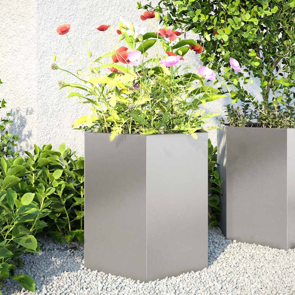 VidaXL Pflanzenr 2 Stück Sechseck 46x40x45 cm Edelstahl