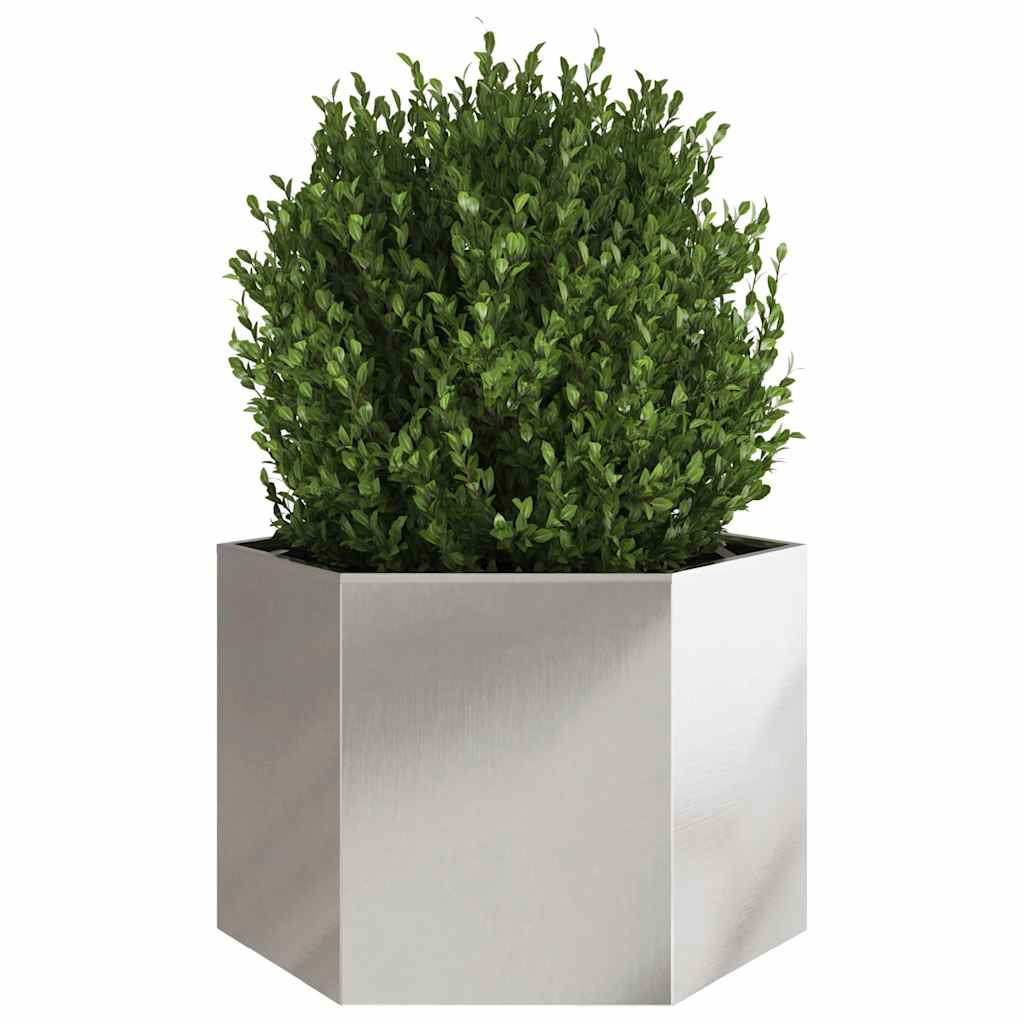 Vidaxl plantenbak zeshoek 69x60x45 cm roestvrijstaal