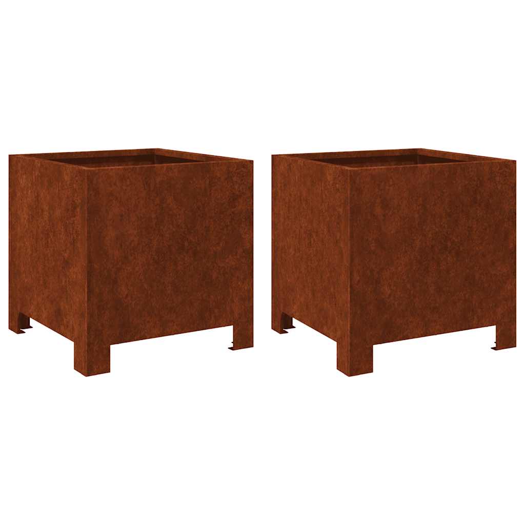Vidaxl plantenbakken 2 st 30x30x30 cm weervast staal