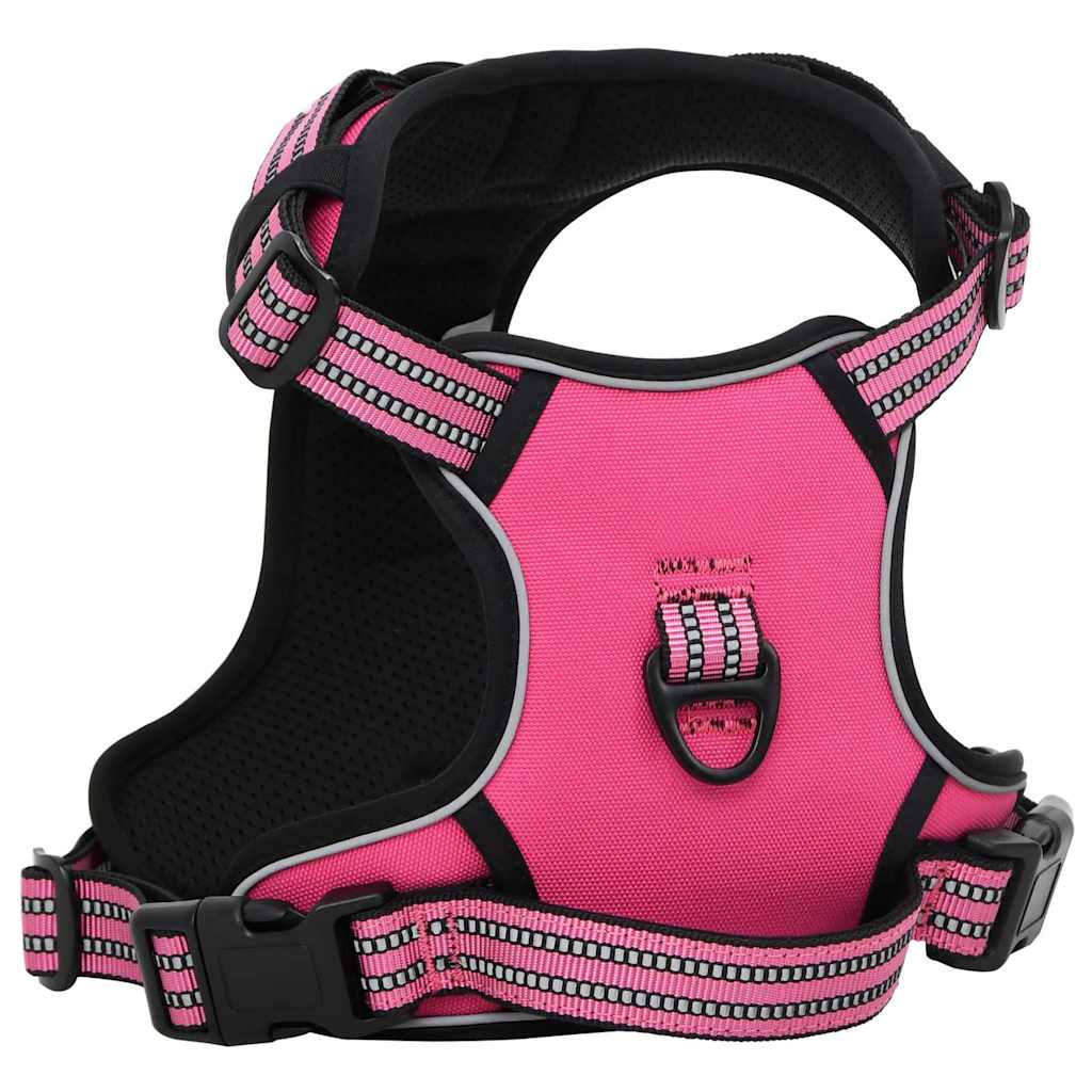 VidaXL Hundegeschirr mit Leine und Halsband, verstellbar, Größe L, Rosa