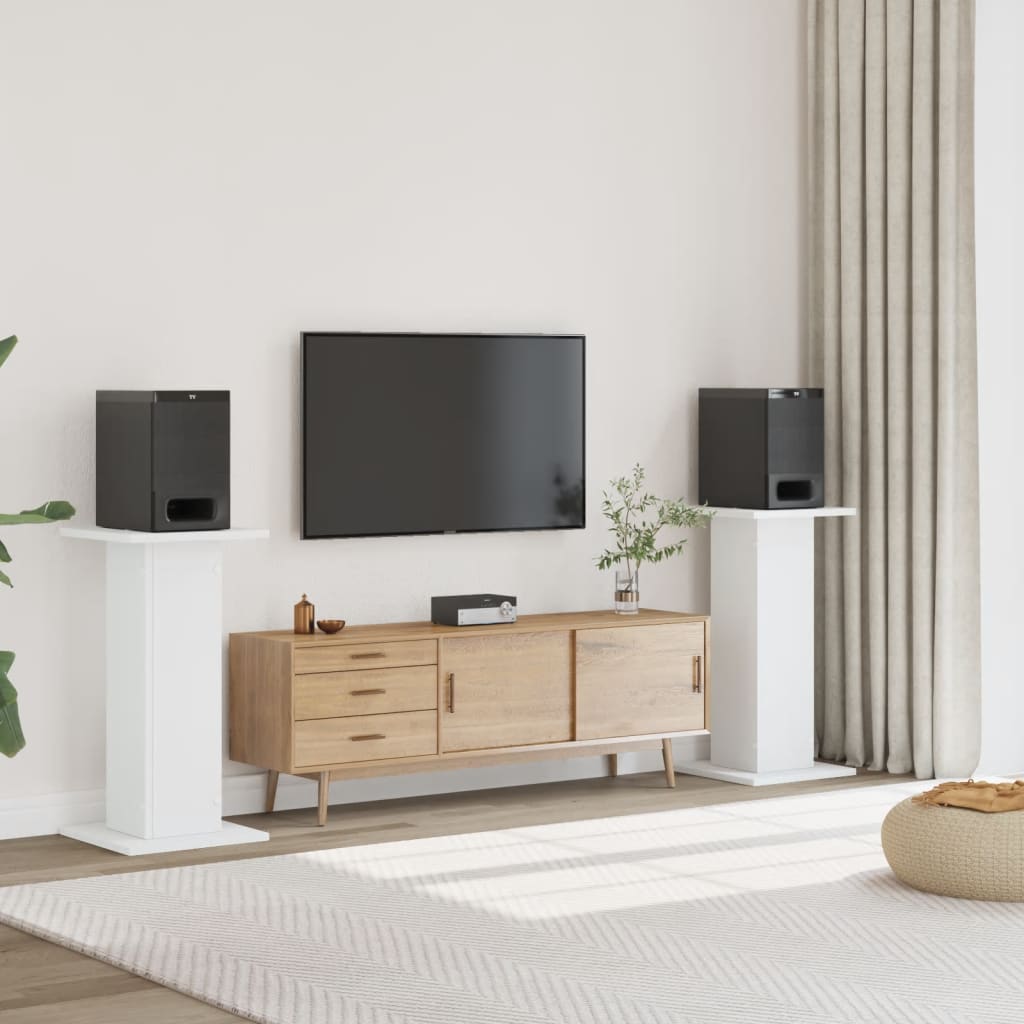 Vidaxl -Lautsprecher steht 2 Stück 30x30x80 cm verarbeitetes Holz weiß