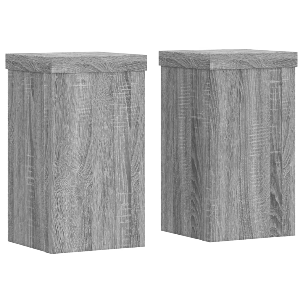 VidaXL Pflanzenständer, 2 Stück, 10 x 10 x 18 cm, verarbeitetes Holz, Grau, Sonoma