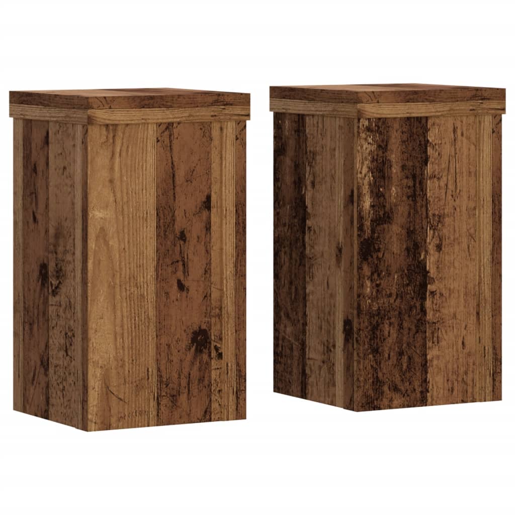 VidaXL Pflanzenständer, 2 Stück, 10 x 10 x 18 cm, verarbeitetes Holz, Farbe: Antikholz