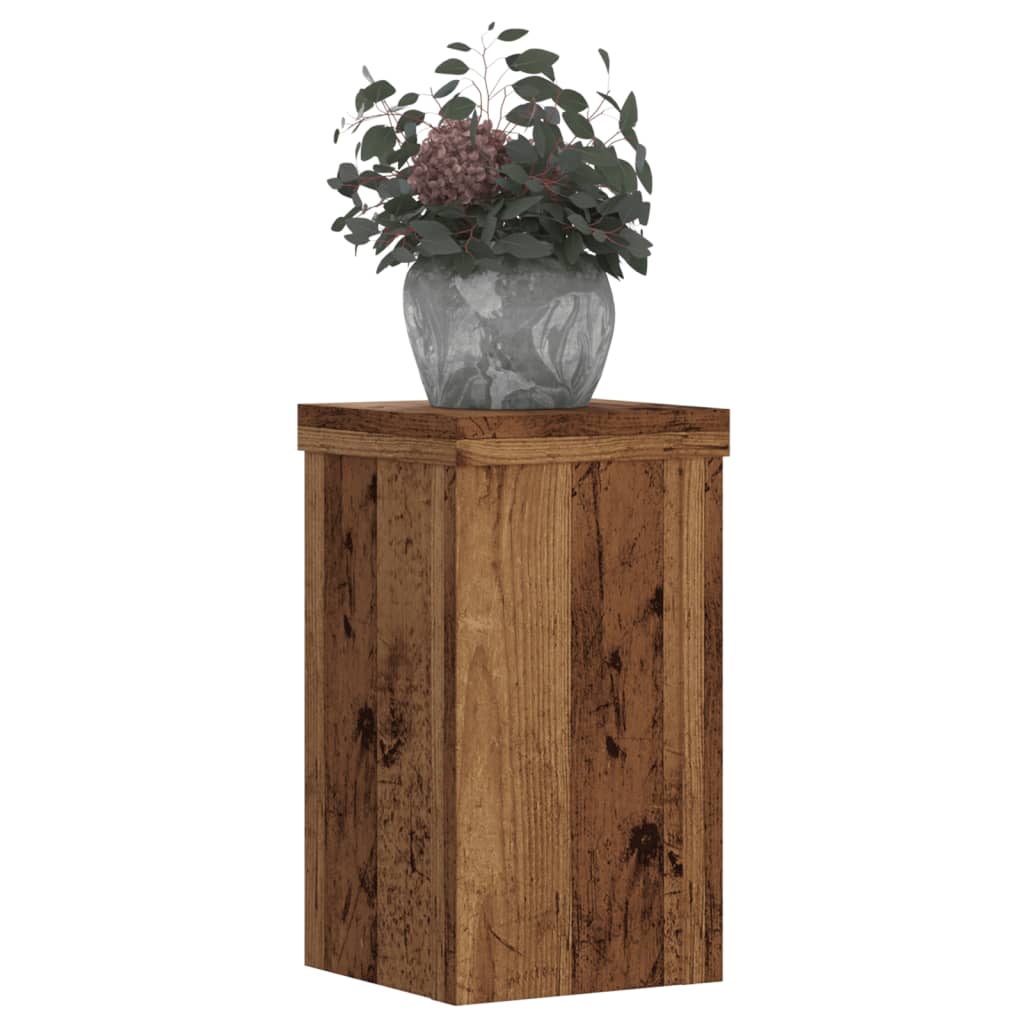 VidaXL Pflanzenständer, 2 Stück, 10 x 10 x 18 cm, verarbeitetes Holz, Farbe: Antikholz
