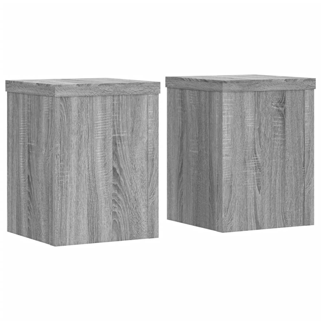 VidaXL Pflanzenständer, 2 Stück, 15 x 15 x 20 cm, verarbeitetes Holz, Grau, Sonoma