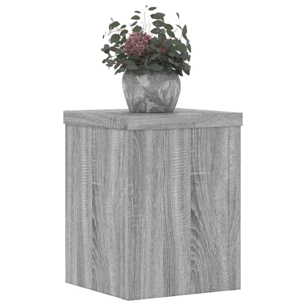 VidaXL Pflanzenständer, 2 Stück, 15 x 15 x 20 cm, verarbeitetes Holz, Grau, Sonoma