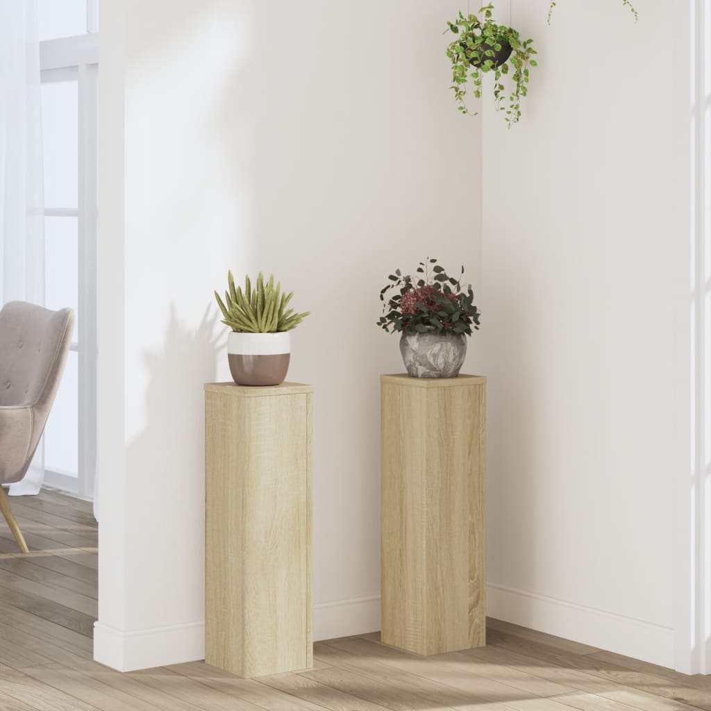 VIDAXL -Planzenstandards 2 Stück 17x17x60 cm verarbeiteter Holz Sonoma Eiche