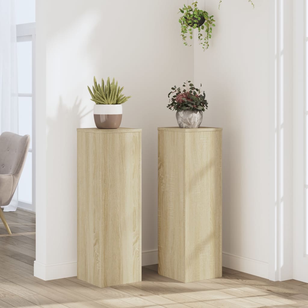 VIDAXL -Planzenstandards 2 ST 25x25x80 cm verarbeitetes Holz Sonoma Eiche