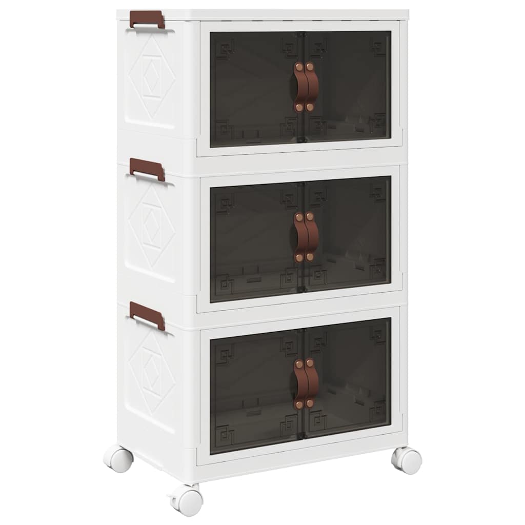 VidaXL Stapelbare Aufbewahrungsbox mit Rollen, 3-stöckig, 28 l, 48,5 x 29,5 x 86 cm