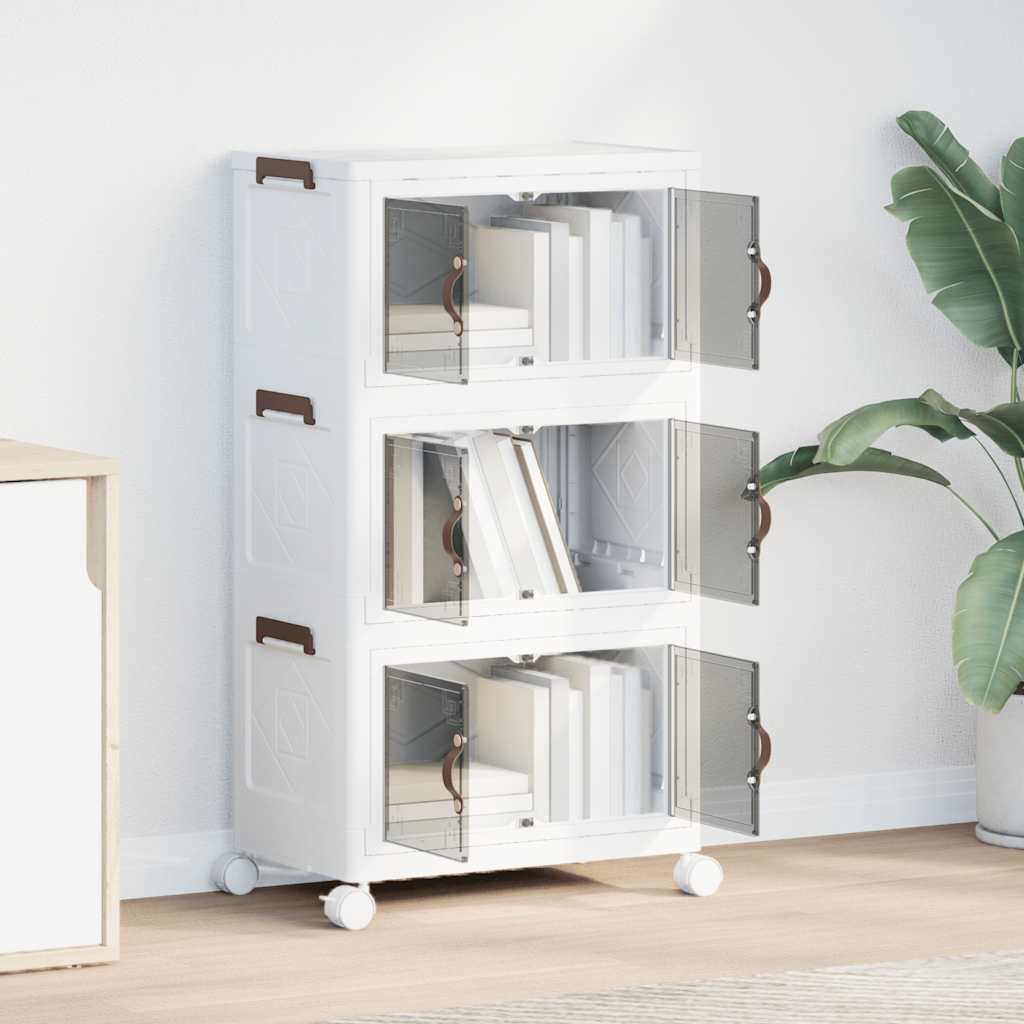 VidaXL Stapelbare Aufbewahrungsbox mit Rollen, 3-stöckig, 28 l, 48,5 x 29,5 x 86 cm