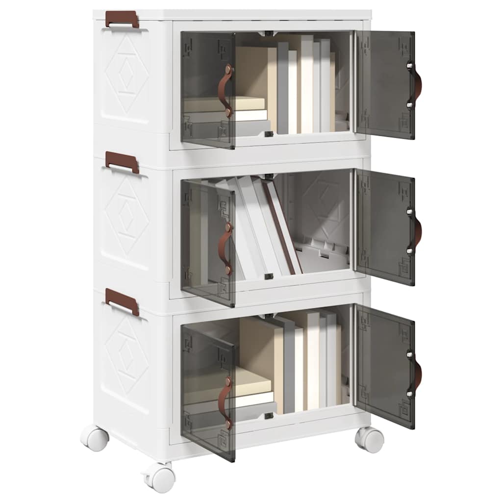 VidaXL Stapelbare Aufbewahrungsbox mit Rollen, 3-stöckig, 28 l, 48,5 x 29,5 x 86 cm