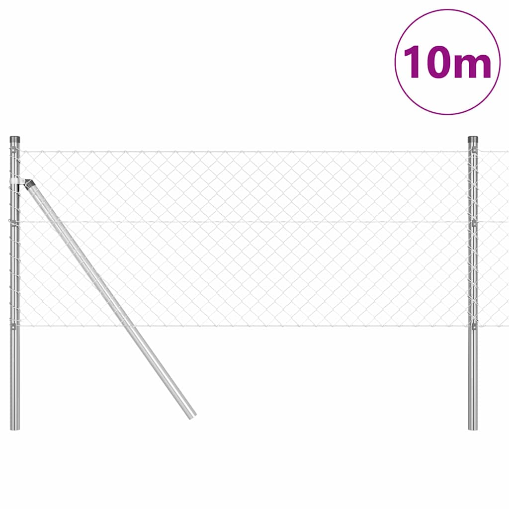 Vidaxl afrasteringspaal zilver 10 x 0,6 m (40 x 40 mm gaas) staal