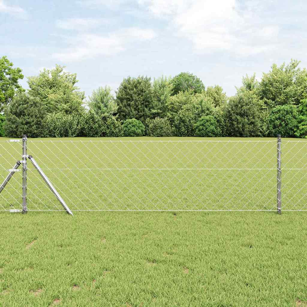 Vidaxl afrasteringspaal zilver 10 x 0,6 m (60 x 60 mm gaas) staal