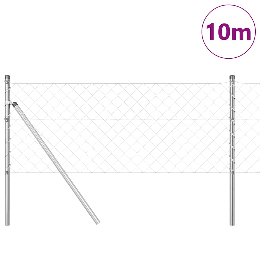 Vidaxl afrasteringspaal zilver 10 x 0,8 m (60 x 60 mm gaas) staal