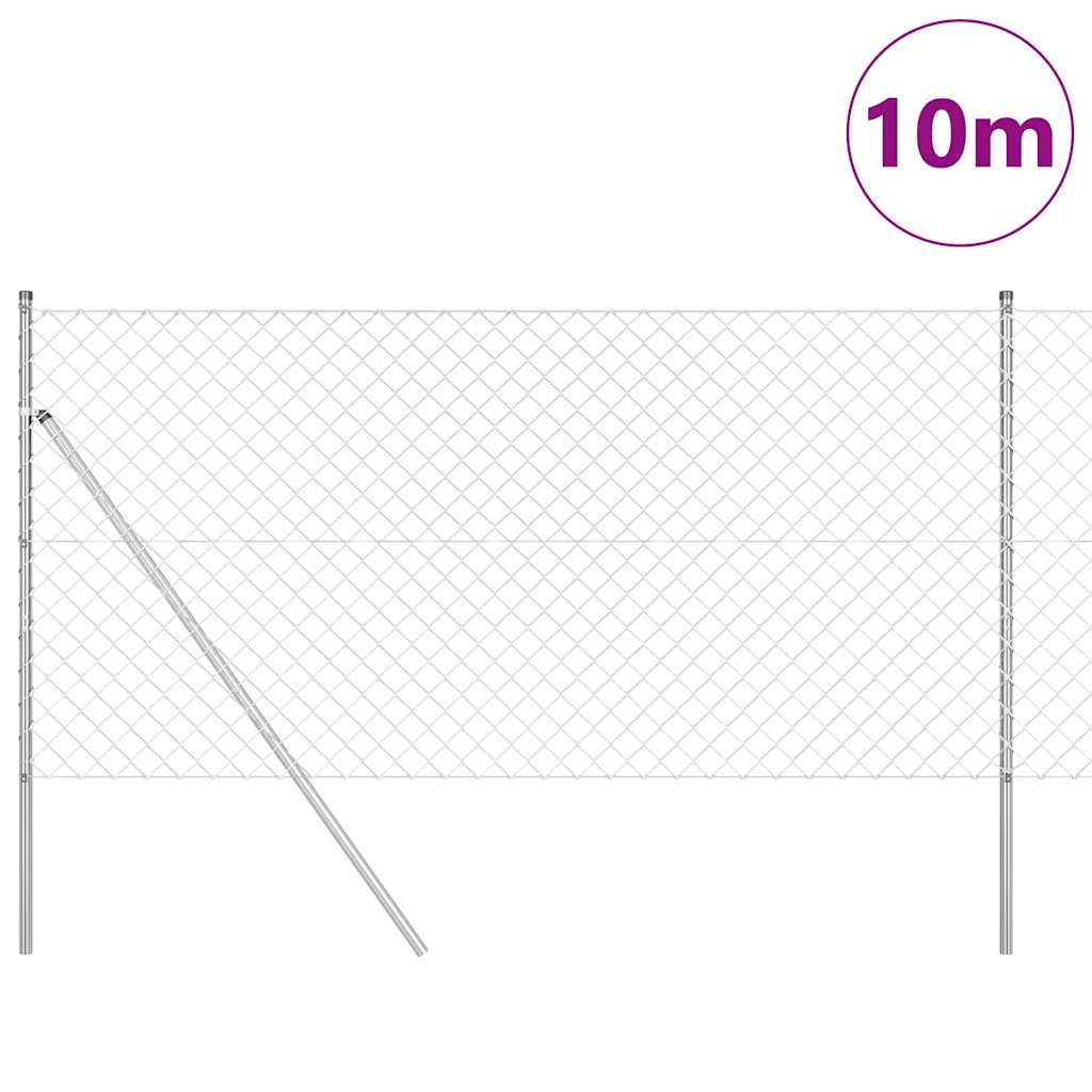 Vidaxl afrasteringspaal zilver 10 x 1 m (60 x 60 mm gaas) staal