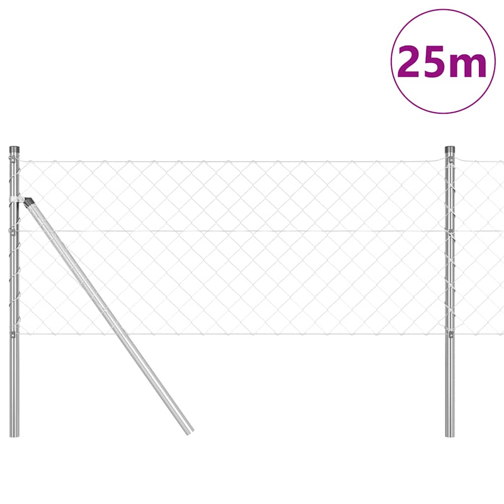Vidaxl afrasteringspaal zilver 25 x 0,6 m (60 x 60 mm gaas) staal