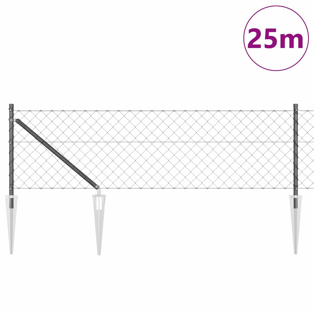 Vidaxl afrasteringspaal grijs 25 x 0,4 m (60 x 60 mm gaas)