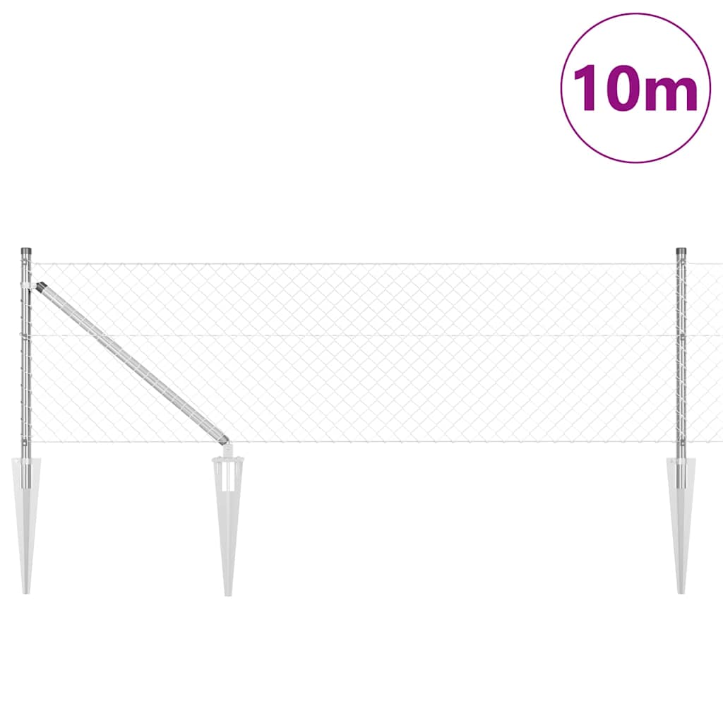 Vidaxl afrasteringspaal zilver 10 x 0,6 m (40 x 40 mm gaas) staal