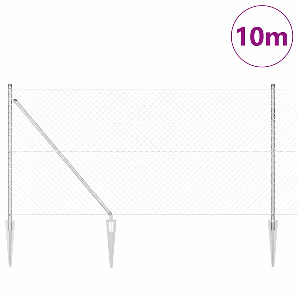 Vidaxl afrasteringspaal zilver 10 x 1 m (40 x 40 mm gaas) staal