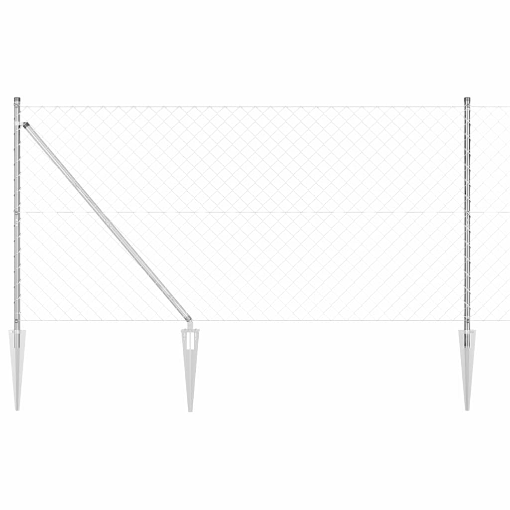 Vidaxl afrasteringspaal zilver 10 x 1,2 m (60 x 60 mm gaas) staal
